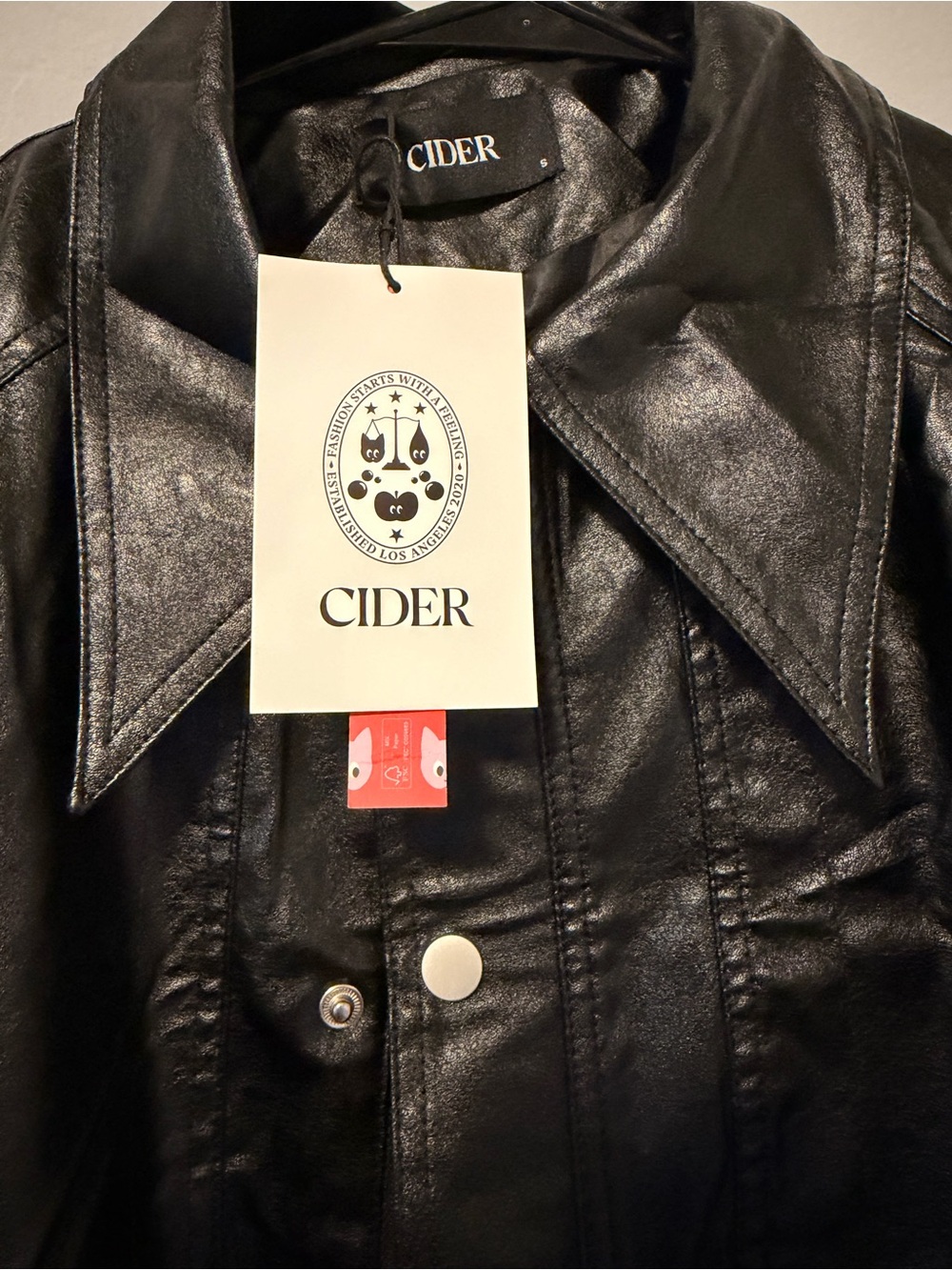 Cider Black Leather Bomber Jacket - Picture 3 of 5